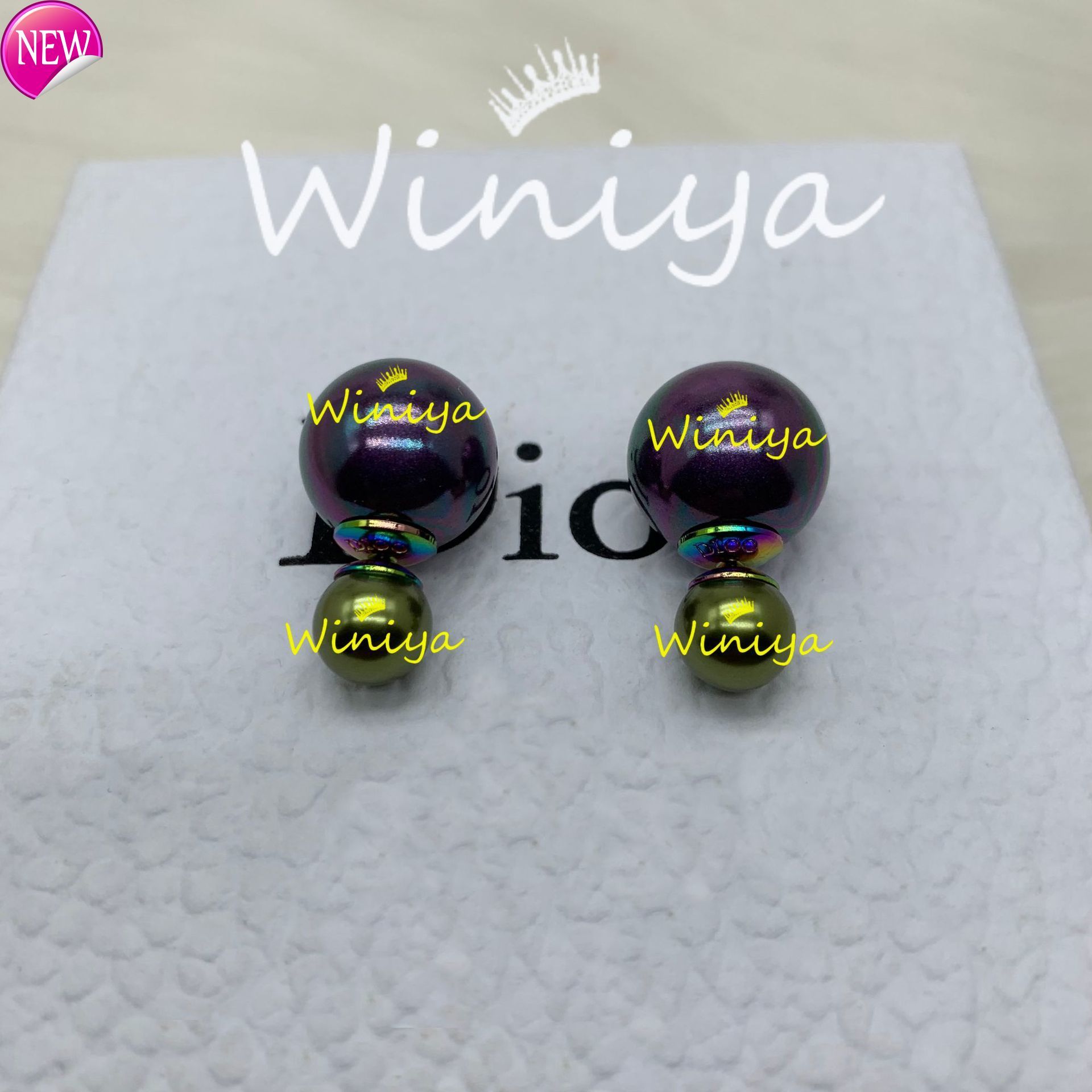 luxury brand design earrings D family / new size pearl of Di have simple temperament. Wear S925 silver needle Fashion Earrings before and after