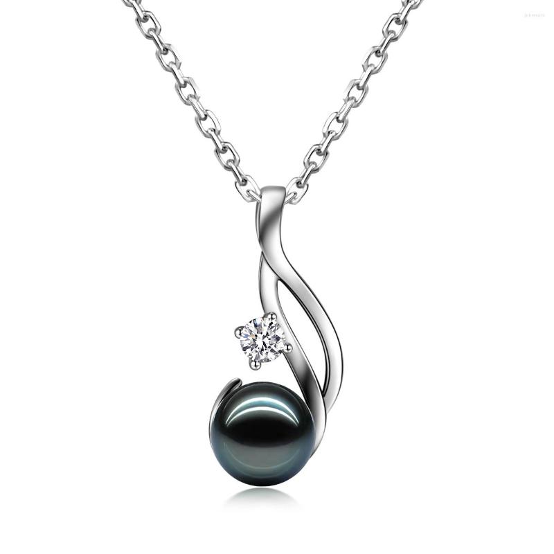 

Lockets AnuJewel 9-10mm Natural Tahitian Black Pearl Moissanite Pendants 0.3ct Created Diamond Pendant Necklace Anniversary Gifts