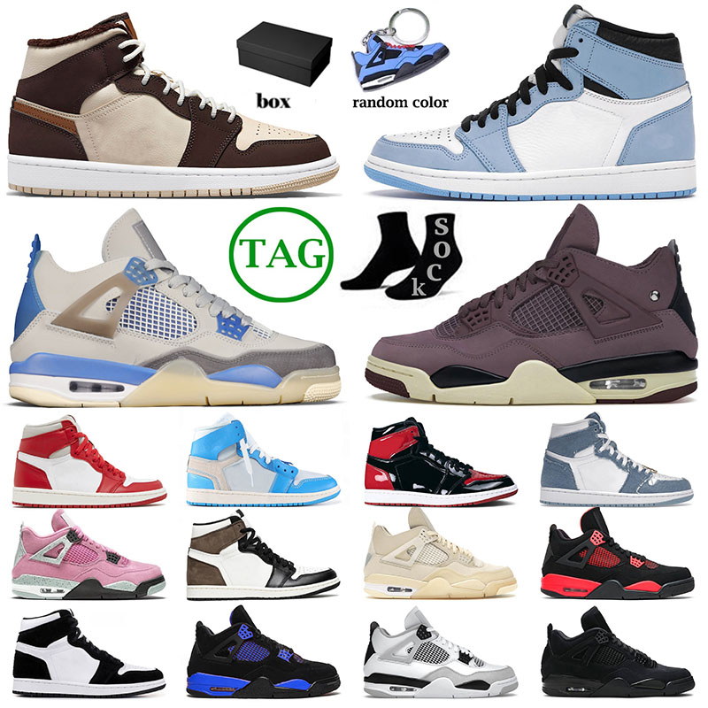 Top Quality Jumpman 1 4 Basketball Shoes High J4 Men Women Black Cat Cactus Jack Cream Dark Chocolate Mid Dutch Green Sneakers Trainers With Box-image-799231791