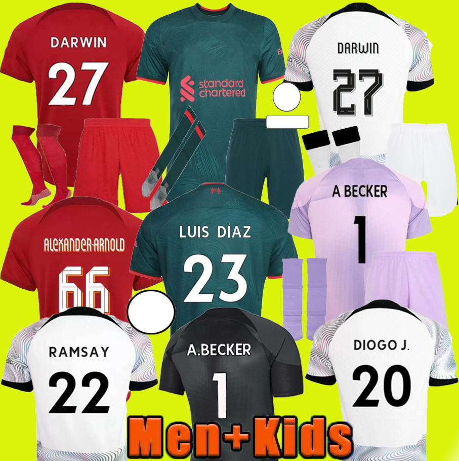 

23 LiverP00L soccer jerseys season VIRGIL SALAH FIRMINO DARWIN 2022 2023 Mohamed Diogo Luis DIaz Alexander Arnold lvp football shirts men kids kit