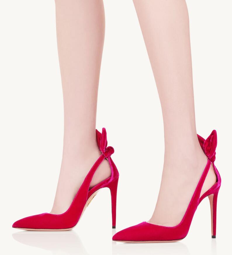 

Perfect Summer All-day designing Sandals Bow Tie Pump Suede sexy playful back Party Lady High Heels BOX 35-43, 10