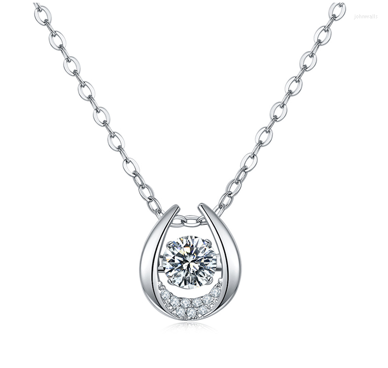 

Pendants AnuJewel 0.5ct D Color Moissanite Diamond 18K White Gold Plated Dancing Guardian Pendant Necklace Anniversary Gifts