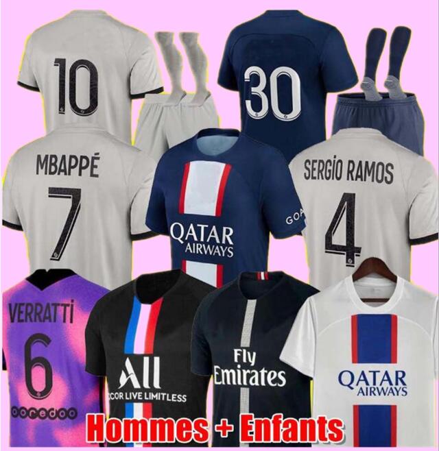 

2022 2023 soccer jersey HAKIMI maillot de foot 20 21 22 23 MBAPPE shirt men kids hommes enfants VERRATTI MARQUINHOS KIMPEMBE fourth sergio RAMOS PsGs Donnarumma
