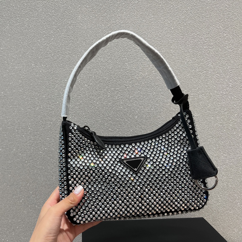 

Designer P bags HOBO Crystal Underarm Bag Fashion Classic Shoulder High Quality Handbags, Black