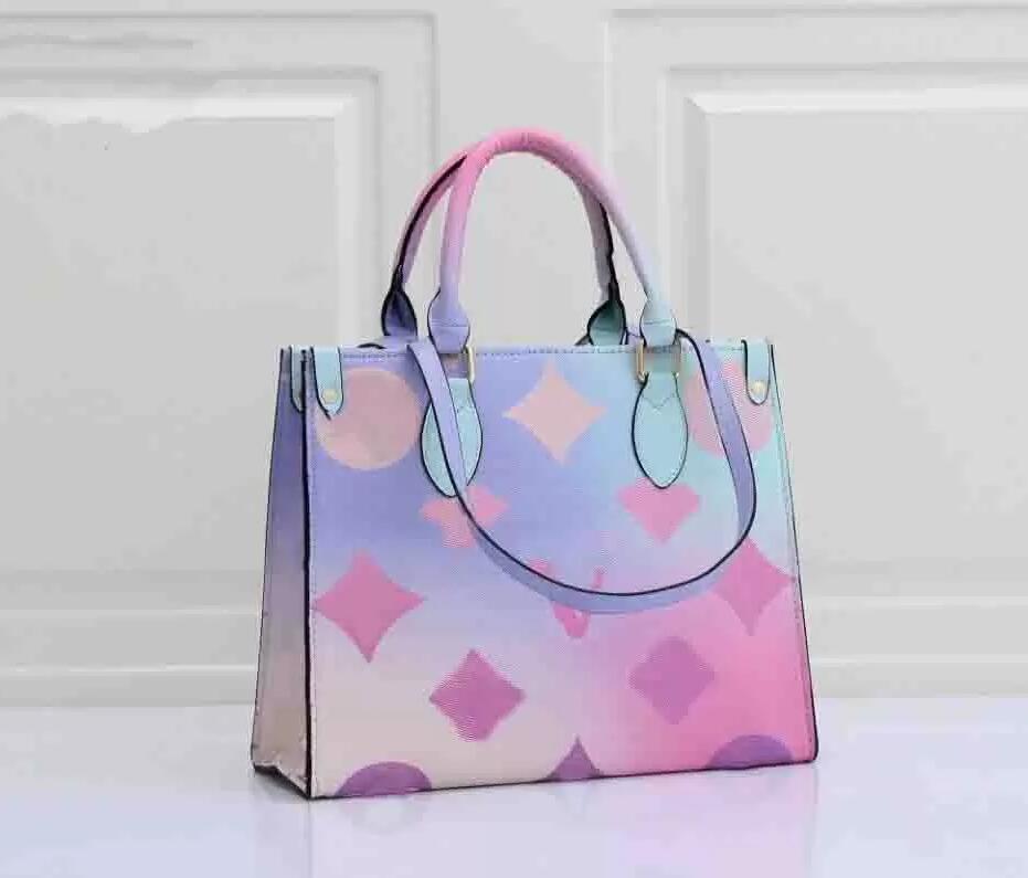 

2022 Sunrise Pastel Onthego MM Totes Bags Colorful Womens Designer Shoulder Handbag Purse On The Go SPRING IN THE CITY COLLECTION Pink Coated Canvas Cross Body Wallet, Khaki