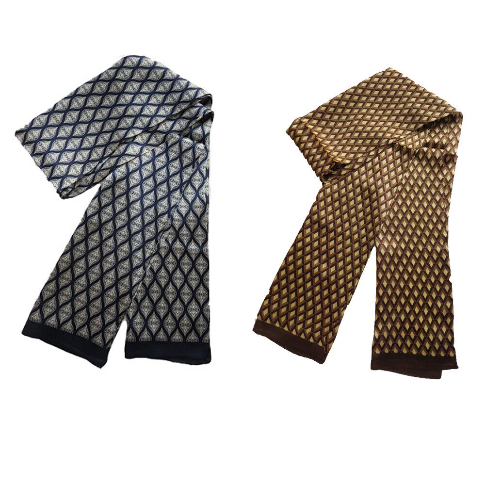 Double Layered 100% Mulberry Silk Men's Scarf featuring Elegant Diamond Design
