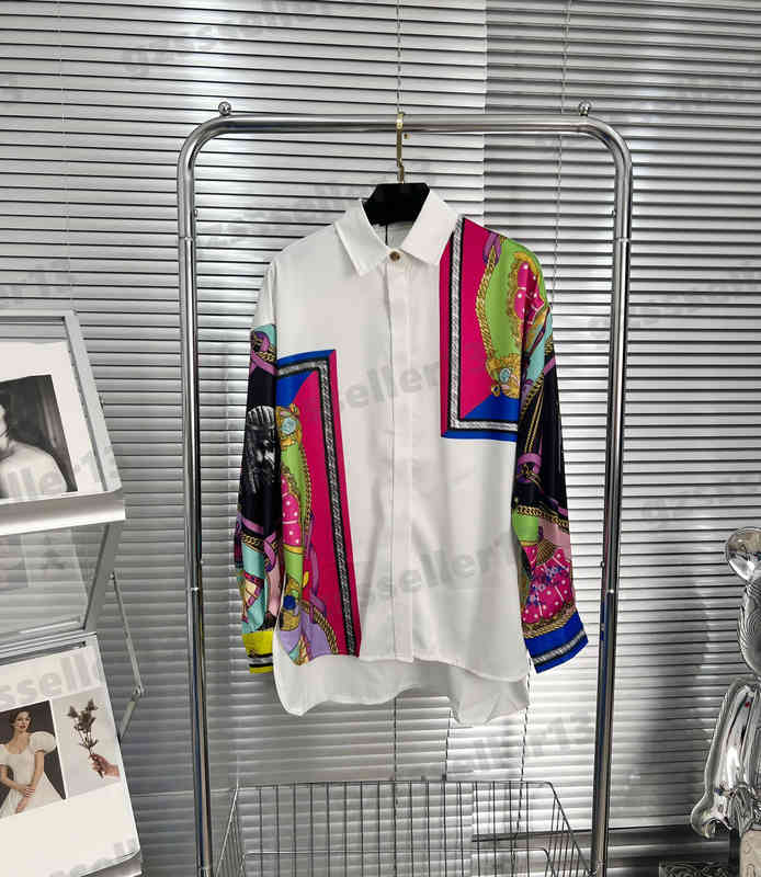 

Blouses Tops For Womens Designer Blouse Fashion Ver Silk Satin Fabric Soft Positioning Print Top Shirts Luxury Women Clothing 0912