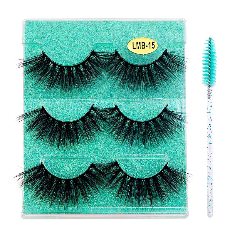 Soft Light Thick False Eyelashes 3 Pairs Set with Brush Curly Crisscross Reusable Hand Made Multilayer Fake Lashes Extensions Easy to Wear DHL-image-799544319