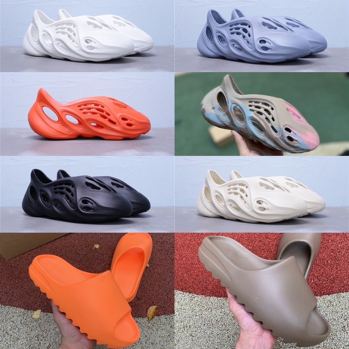 

2022 New Box Foam Runner Slipper Sandal Casual Shoes Shoes Men Women Resin Desert Sand Bone Triple Black Soot Earth Brown Fashion Slides Sandals Us 5-11 A02, Shau