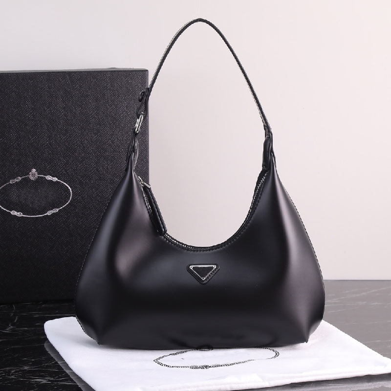 

Underarm Shoulder Bag Women Handbags Purse Bright Genuine Leather Zipper Closure Triangle Sign Fashion Letters High Quality Solid Color Wallet