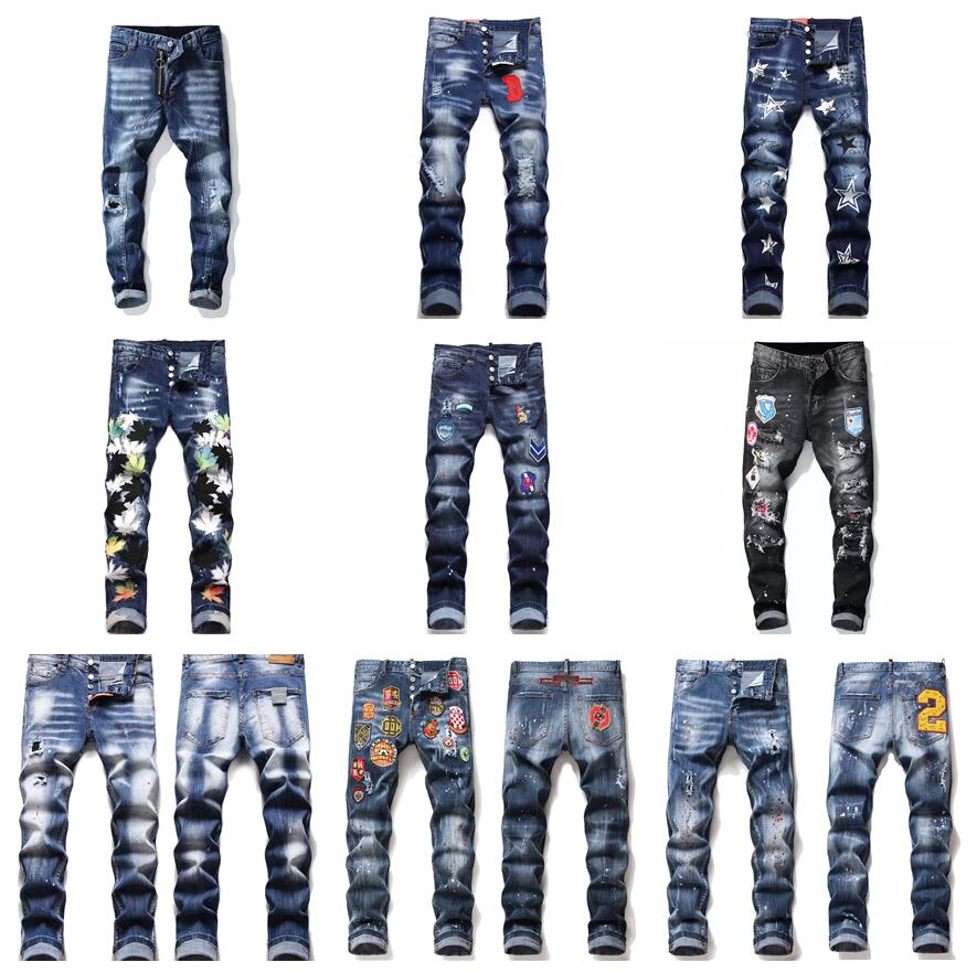 

Mens Jeans Designer DSQ Pants Men Badge Rips Stretch Black Jean Fashion Slim Fit Washed Motocycle Autumn Denim Pants High Quality Hip Hop Trousers, I need look other product