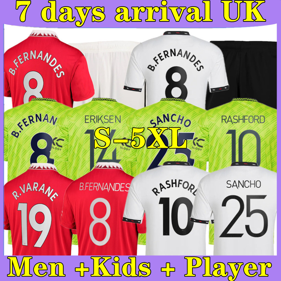 

S-5XL RASHFORD soccer jerseys player version SANCHO SHAW 2022 2023 fans MANS UTD MARTIAL B. FERNANDES MANCHESTERS 22 23 football top soccer shirt men kids kit, 22/23 player-away+epl