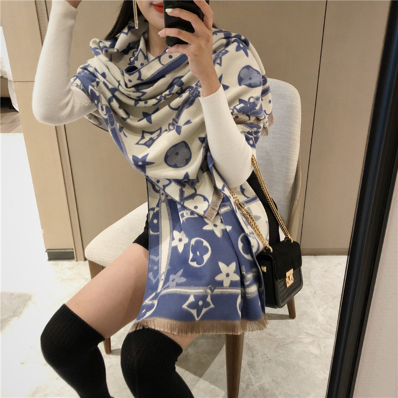 

Letter Jacquard Long Scarf Double Side Color Scarves Designer Women Cashmere Wrap Large Size 180x65cm