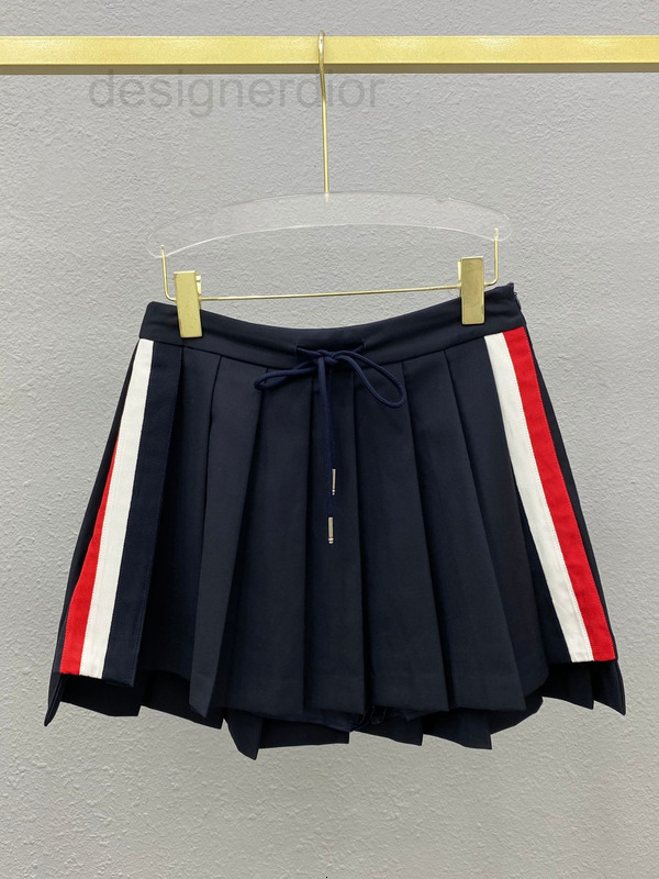 Skirts designer 22 early autumn new TB age reducing college style high waist color matching ribbon pleated skirt looks thin and versatile sh-image-799223448