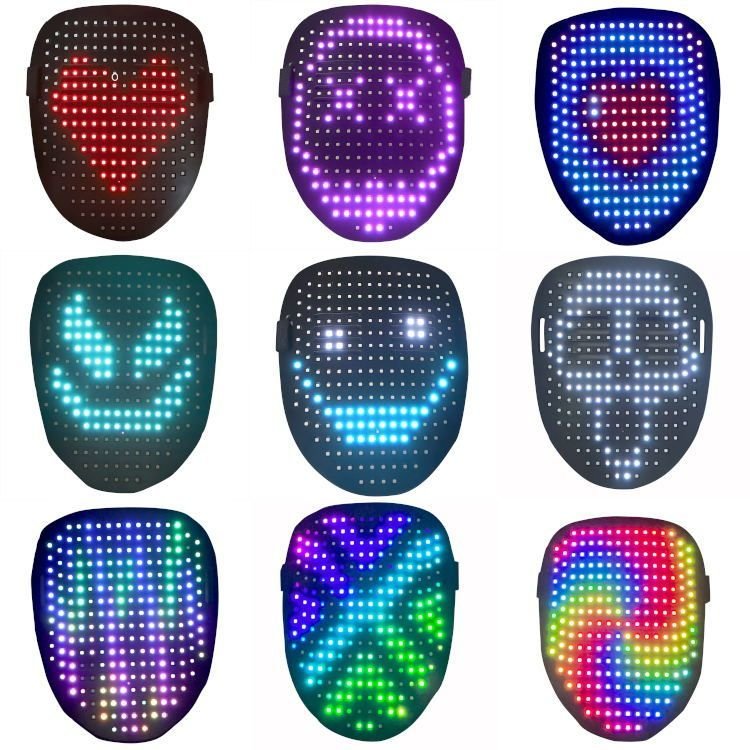 

Party Masks 2022 Halloween LED mask luminous mask 25 dynamic pictures 25 still picturess face-changing induction party dance bar atmosphere propss