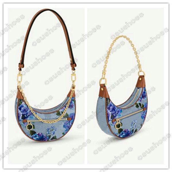 

M21183 LOOP Circle Half Moon Chains Bag Tennis Cloth Garden Flowers Designer CrossBody Womens Vintage Leather Shoulder Bags Luxurys Designers Totes M81484 M81094
