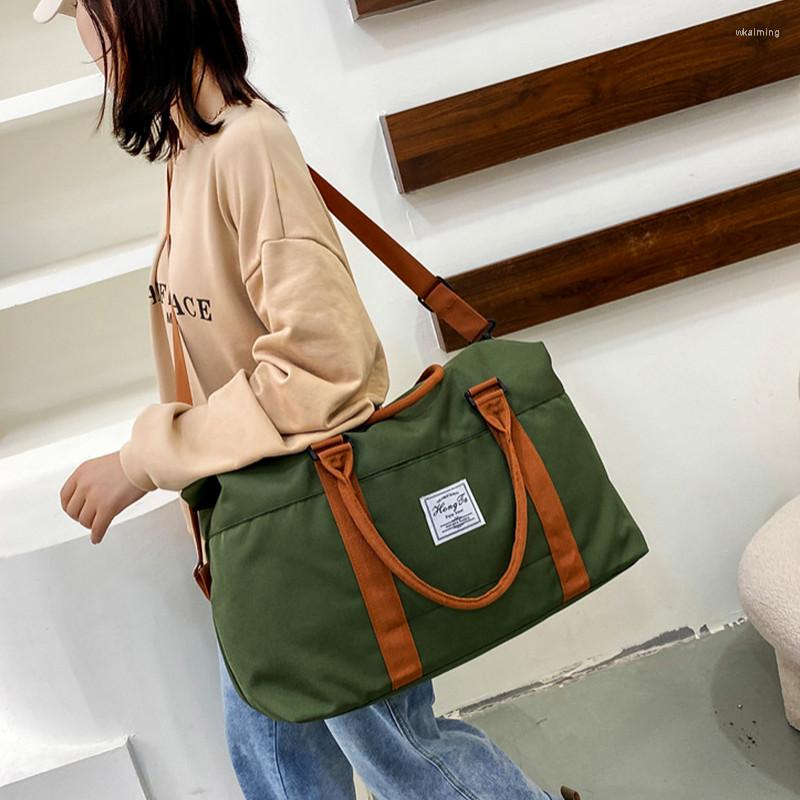 

Duffel Bags Fashion Ladies Travel Bag Sports Gym Oxford Cloth Waterproof Storage Handbag Men's Shoulder Luggage, Black