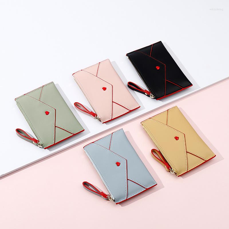 

Wallets Simple Heart Design PU Leather For Women Standard Short Wallet Girls Zipper Coin Purse Key Female Daily Clutch, Yellow