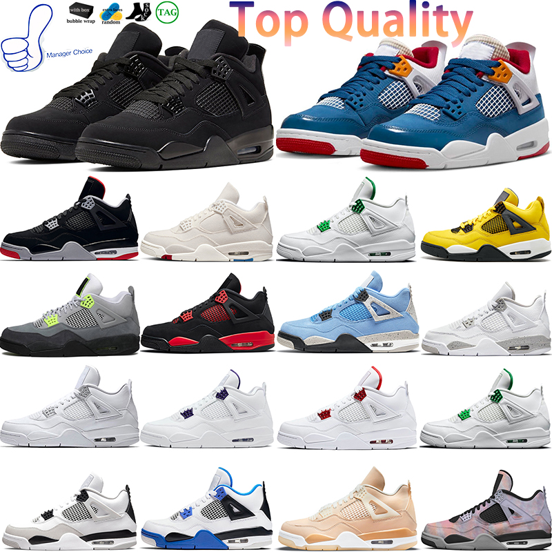 

OG 4 Basketball Shoes 4s Mens Messy Room Black cat Neon Bred Military Black Red Thunder University Blue White Oreo Shimmer Sports Sneakers Trainers Us 7-13, Alternate 89