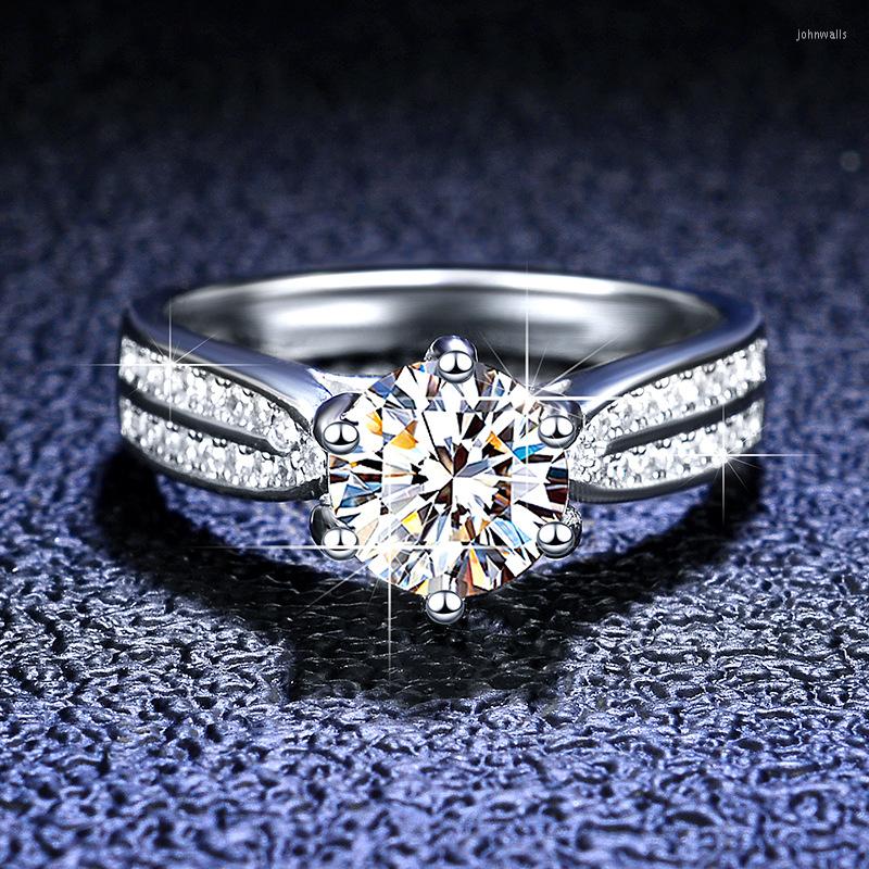 

Cluster Rings Sterling Silver For Women 2 S Moissanite Bridal Set Engagement Wedding Ring Original Jewelry Gift