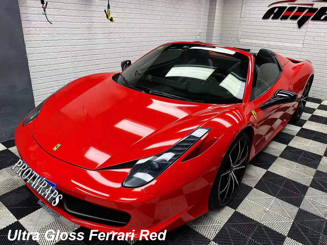 Sticker en vinyle rouge brillant premium Ultra Gloss Bright Bright Red Vinyle Sticker Whole Car Emballage Couvrage Film avec Air Libération Initi