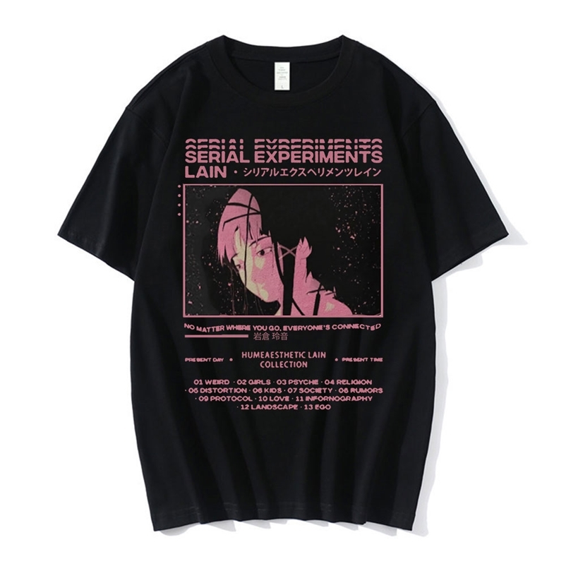 Men&#039;s T Shirts Anime Serial Experiments Lain Oversized T-Shirt Men Graphic T Shirts Unisex Iwakura Manga Girl Sci Fi Short Sleeve Tee Shirt-image-799470935
