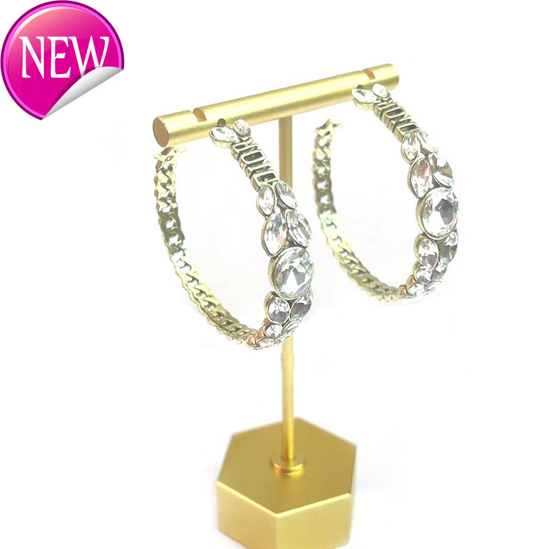 luxury brand design earrings Fashion temperament big ear ring chain texture D home same simple atmospheric Earrings women's fashion 925 silv-image-801200101