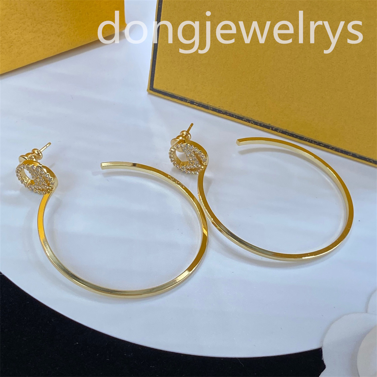 

Designer Gold Hoop Earring Studs Jewelry Earrings Stainless Steel Silver Rose Plated Earrings Dongjewelrys Exaggerated Crystal Earings