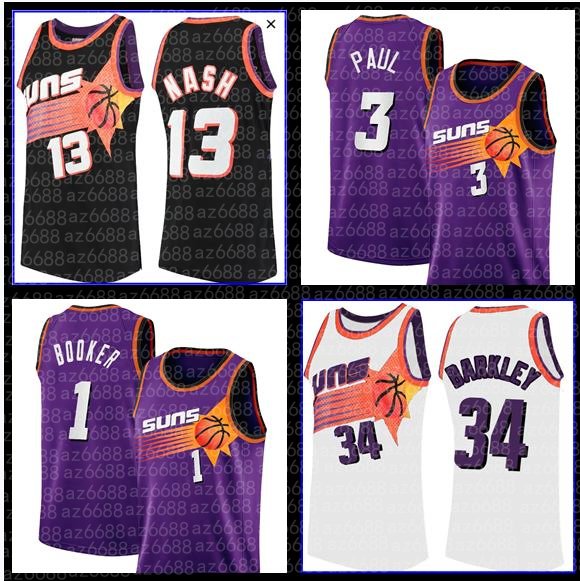 

Devin Booker Chris Paul Basketball Jersey Phoenixs''Suns''Men Charles Barkley Steve Nash Josh Jackson 2022 New 75th Anniversary