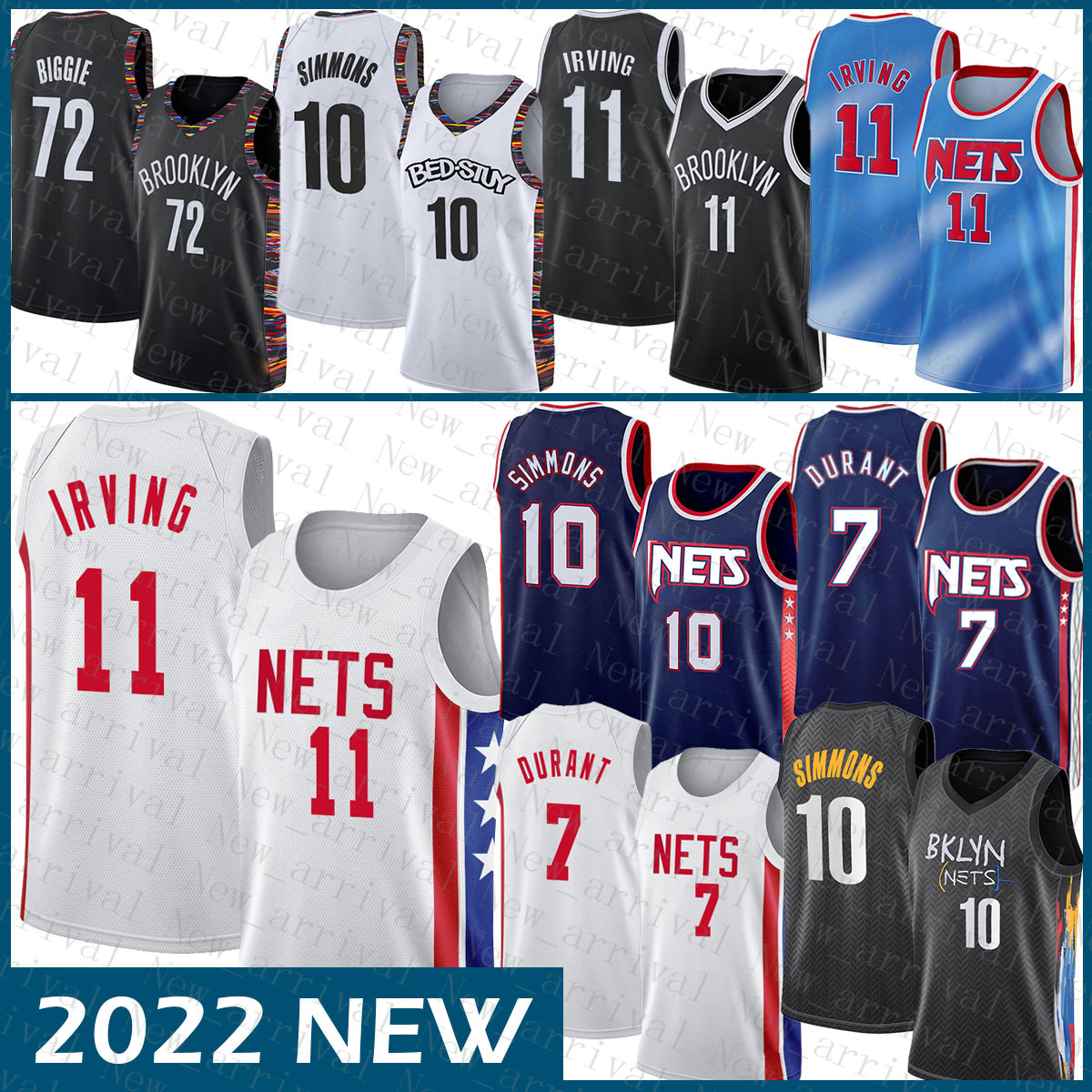 

2022 Basketball Jersey 7 11 10 72 Brooklyns Net Kevin Durant Kyrie Irving Ben Simmons Biggie Grey, 2022 jersey