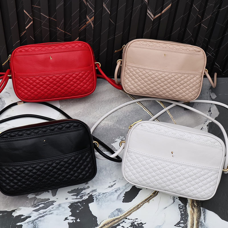 

Cross Body Quilted Camera Bag Genuine Leather Handbag Crossbody Bags Purse Plain Weight Zipper Shoulder Bag Sliding Strap Clutch Wallets, Red