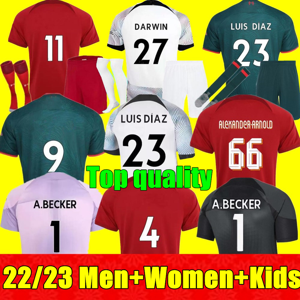 

22 23 soccer jerseys season home away 3rd DARWIN 2022 2023 Mohamed DIOGO LUIS DIAZ lIVERPOOl ALEXANDER ARNOLB CARVALHO ELLIOTT football kit shirts men kids uniform, Men home