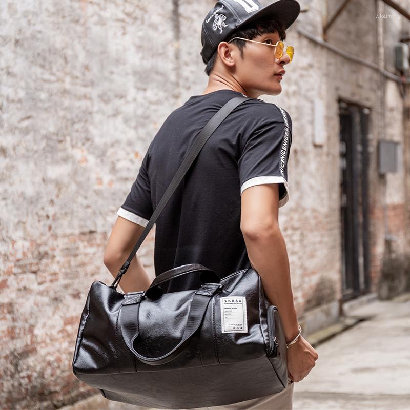 

Duffel Bags Fashion Portable Men's Shoulder Bag High Quality PU Crossbody Leisure Short-distance Travel Trend, Black