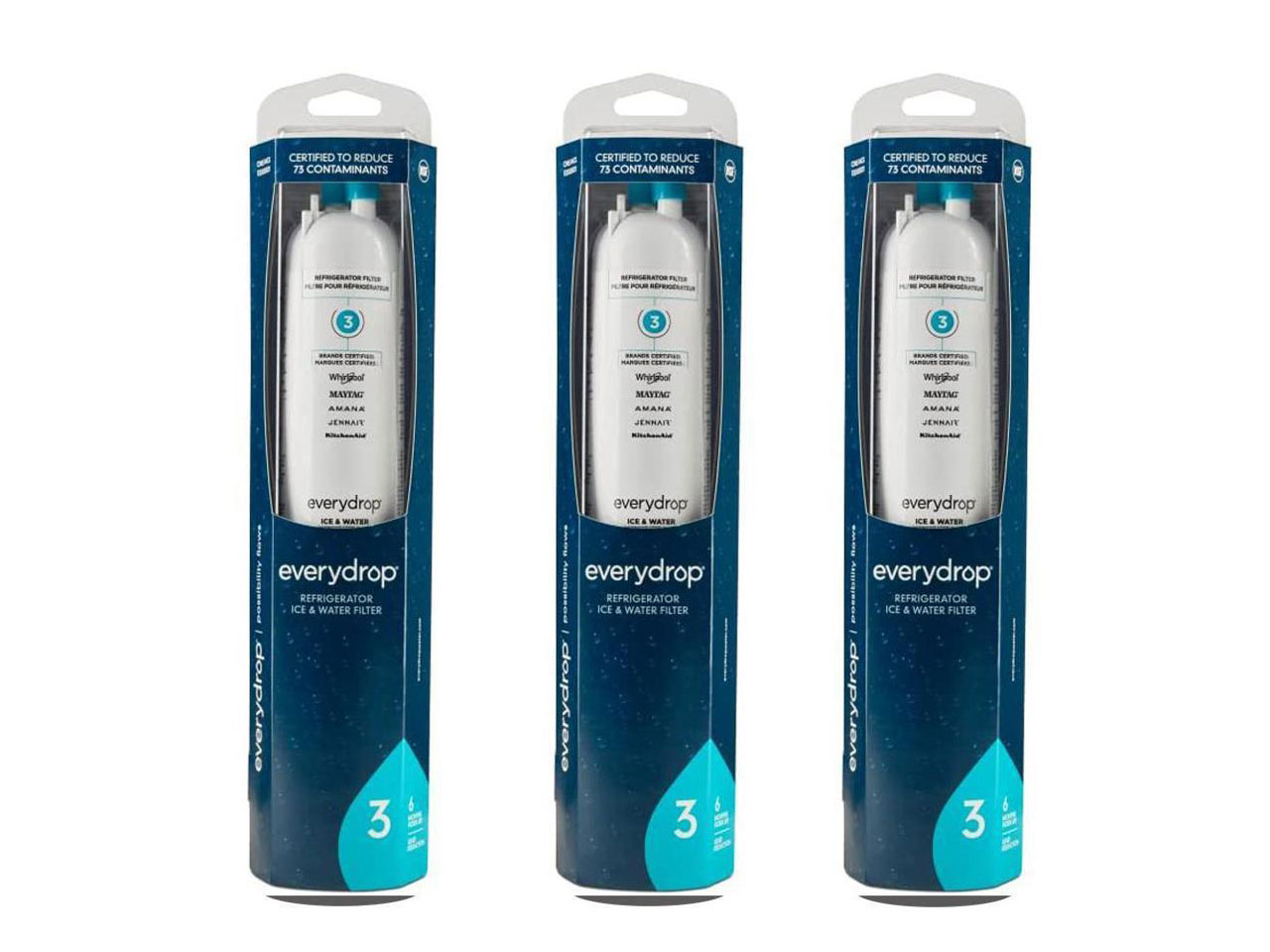 

3pk EDR3RXD1 everydrop by Whirlpool Ice & Refrigerator Water Filter 3 P1WB2 & P1WB2L & EDR3RXD1 Compatible (Pack Of 3)