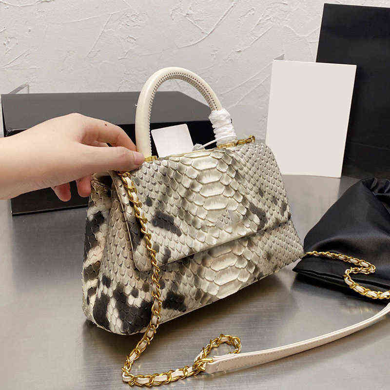 

CC Bag Shopping Bags 5a Snake Skin Grain Cowhide Top Handle Totes Cross Body Shoulder Mini Flap Calfskin Real Leather Famous Wallet Luxury D, Box