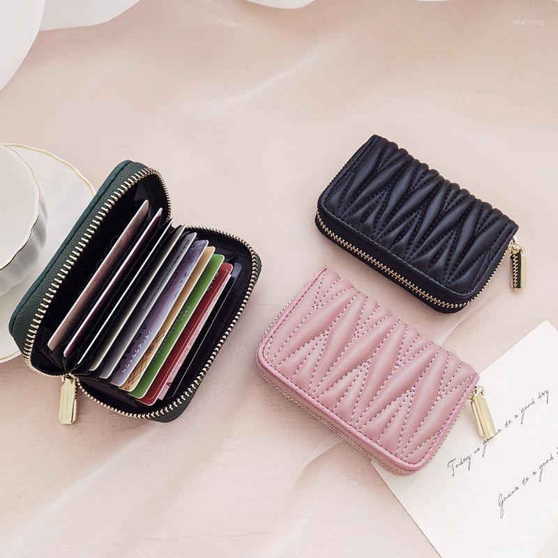 

Card Holders Genuine Leather Id Holder Fashion Zipper Wallet Women Sheepskin Mini Money Bag Luxury Design Small Coin Purse, Black