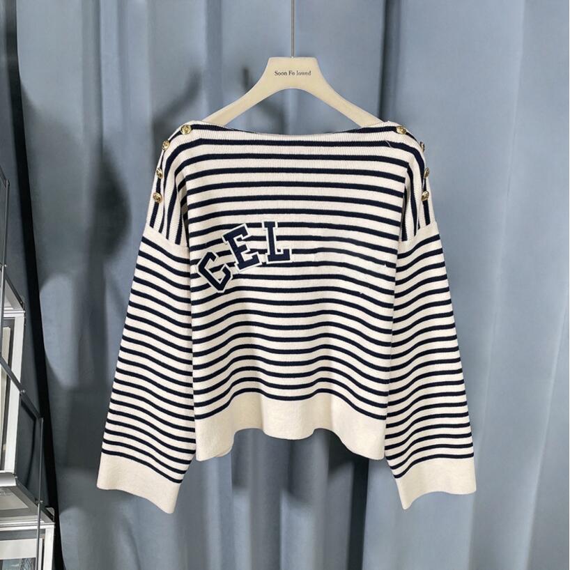 

luxury clothes women sweater for woman designer sweaters casual knit contrast color long-sleeved autumn fashion Brand Top ladies collar cotton, White