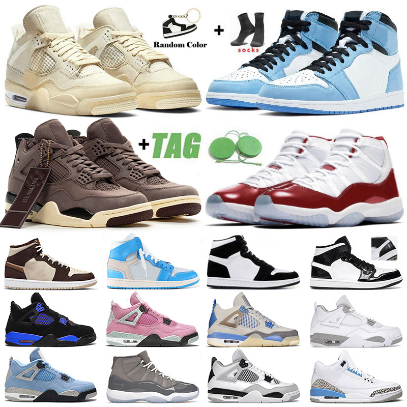

Jumpman 1 4 Mens OG Basketball Shoes 1s High University Blue Mid Carbon Fiber Panda Military Black Cat 4s IV Offs White Cherry 11 Cool Grey UNC Oreo Sneakers Trainers, 40-47 military black