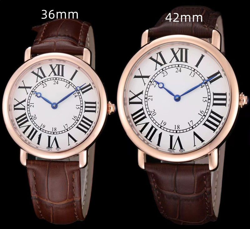 

Fashion Men's Ladies Watch 42mm 36mm 316 Stainless Steel Case Leather Strap Quartz Movement high quality Classic Wristwatches montre de luxe, 1#