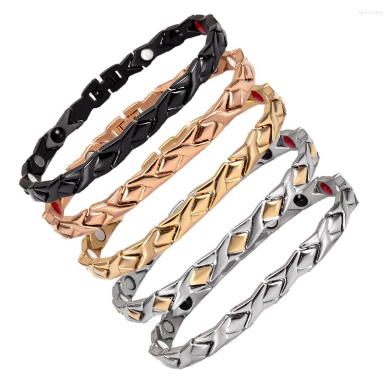 

Link Bracelets 5 Colors Magnetic Bracelet Benefits Cross Health Energy Chain Femme Arthritis Stainless Steel Women