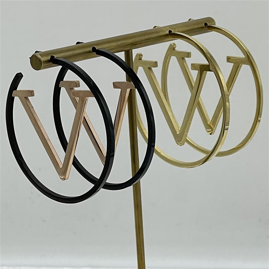 

Newest sell Studs big Letter hoops Jewelry Stainless Steel Diameter 5 2cm Gold Plated never fade Earrings For Christmas Gifts 293W