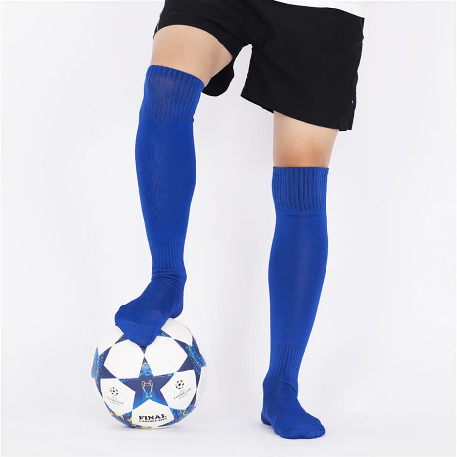 

2 Pairs Man Soccer Socks Above Knee Long Running Sports Socks Black White Blue Color Breathable Thin Running Athletic Socks 201027199W, Blue and white