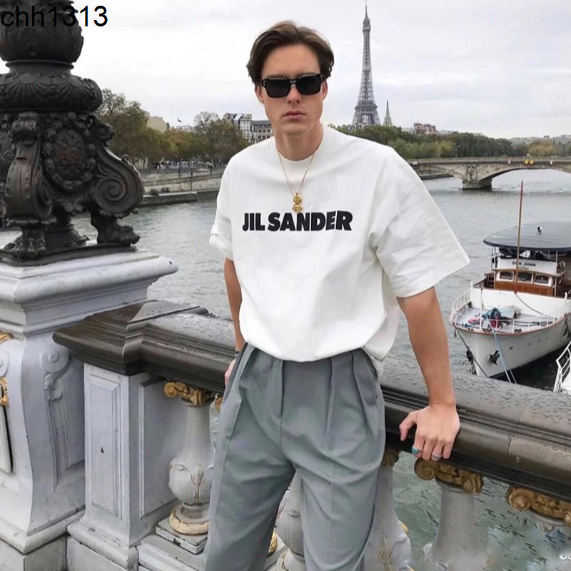 

jil sander short sleeve tee minimalist sander printed letter OS loose oversize men  T-shirt high street short sleeve, White