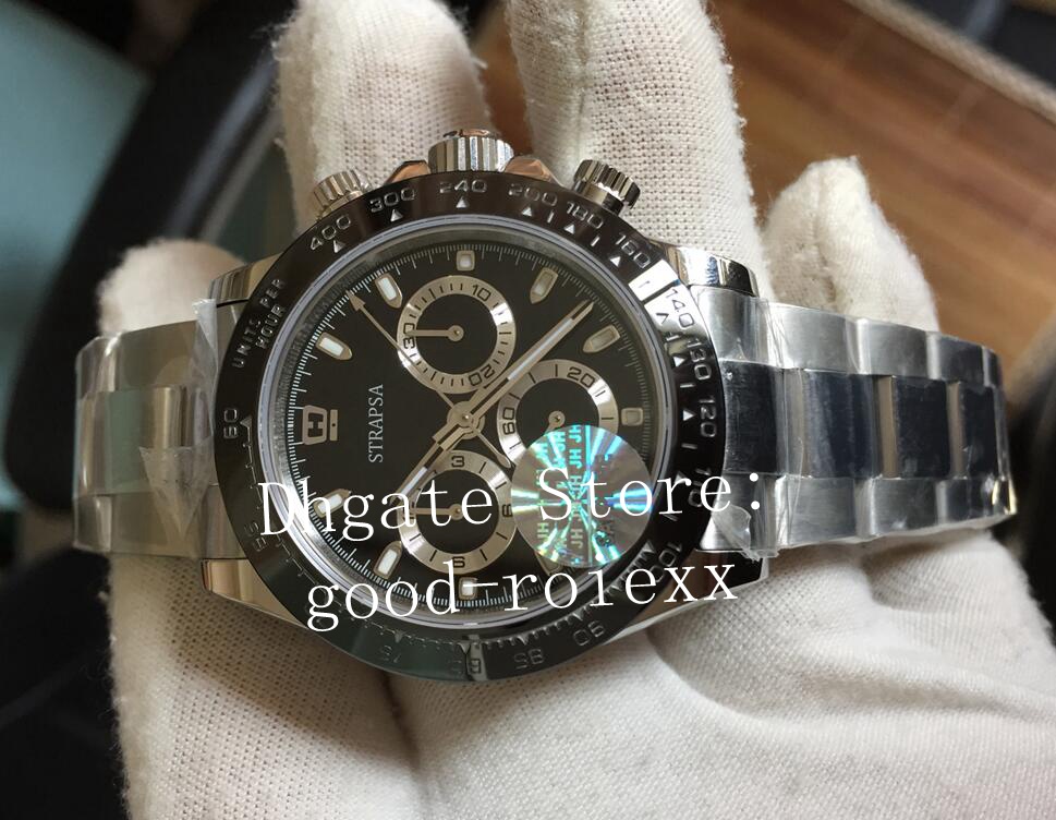 

Watches For Men Chronograph Watch Men's 904L Steel Automatic Cal.4130 Blue Gray Panda Dial Ceramic Bezel Sport Cosmograph JHF Rubber Oysterflex Strap Wristwatches, Box