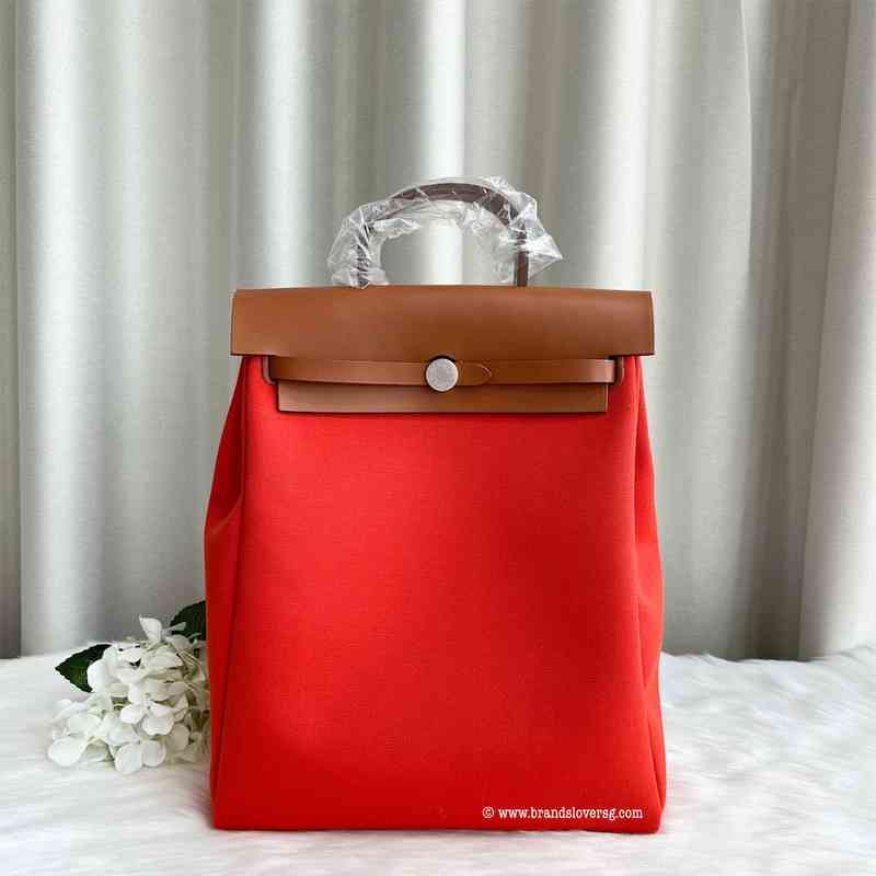 Herbags designer bag Hemees tote bag a Zip Retourne Backpack in Red Military Canvas and Hunter Cowhide fashion handbag new style high quality