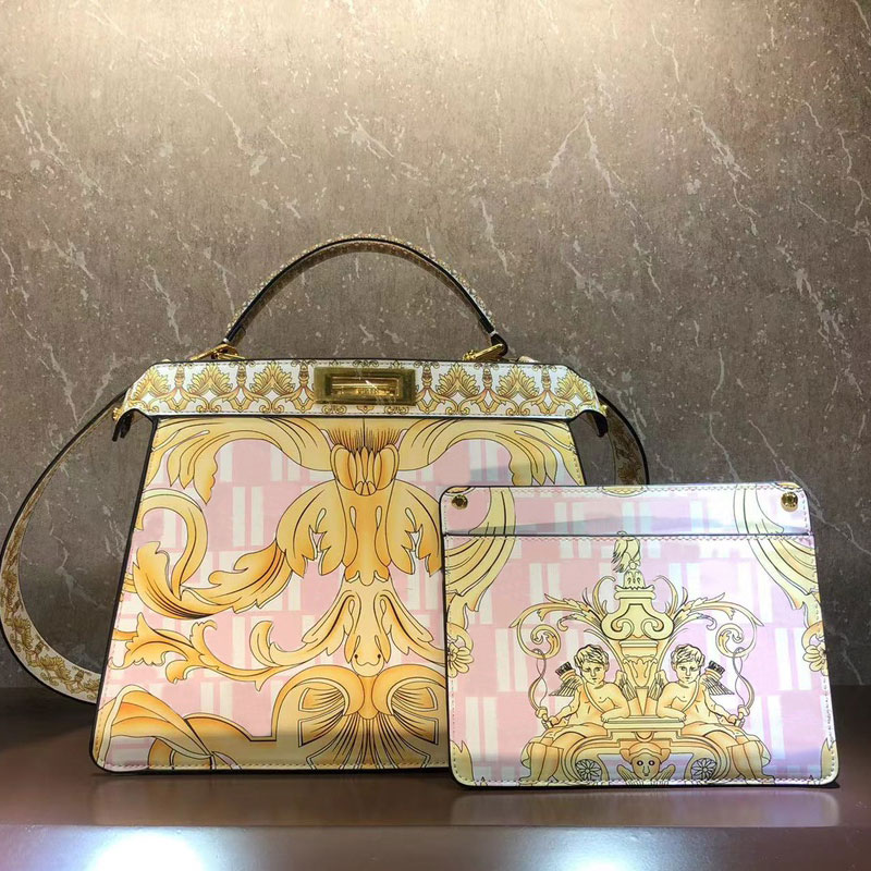 

Women Handbag Purse Shoulder Crossbody Bag Baroque Floral Printed Tote Bags Genuine Leather Fashion Letters Metal Clasp Removable Adjustable Strap High Quality, Box