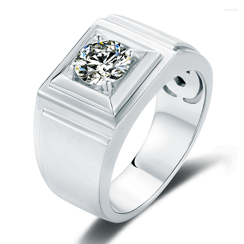 

Pendant Necklaces AnuJewel 1ct VVS1 D Color Moissanite Diamond 18K White Gold Plated Men Rings Father's Gifts Wholesale