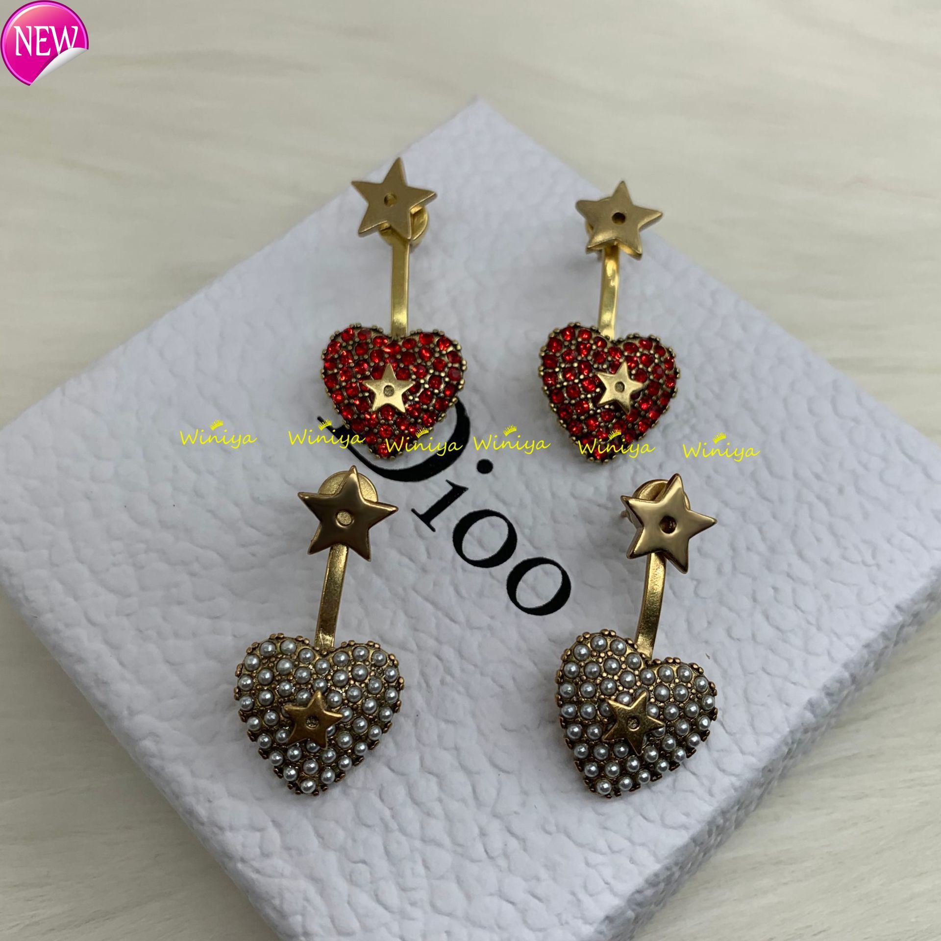 Boucles d'oreilles de conception de marque de luxe D Famille / nouvelle lettre Diamond Inralide Pearl Love Fashion Feminin
