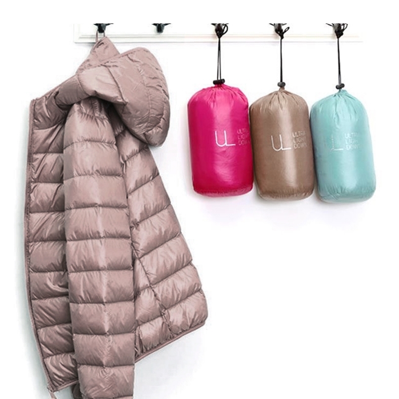 Women's Down Parkas Winter Women Ultralight Thin Down Jacket White Duck Down Hooded Jackets Long Sleeve Warm Coat Parka Female Portable Outwear