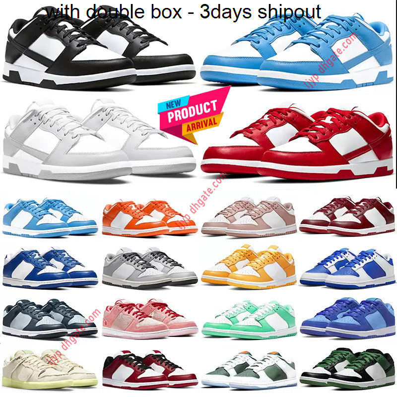 

Free double box 3days shipout shoes OG men women sb dunks running Casual shoes White Black Panda UNC Georgetown Green Laser Orange Syracuse